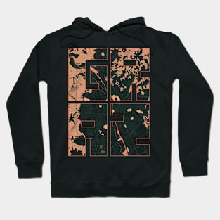 Graz, Styria, Austria City Map Typography - Bohemian Hoodie